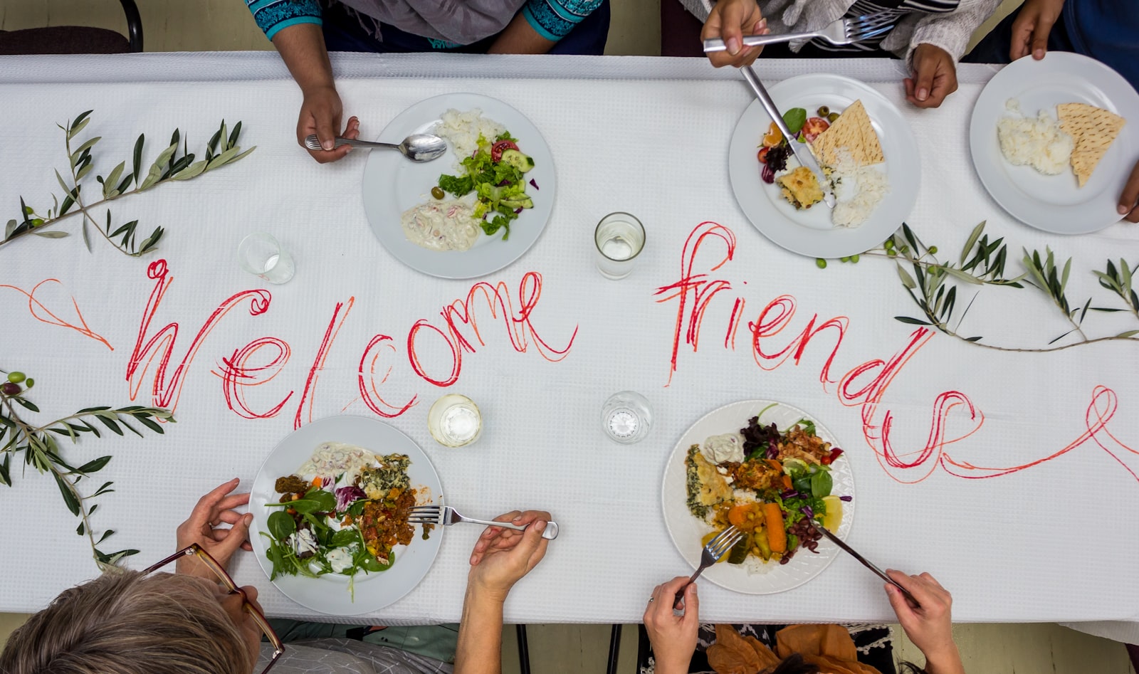 Community gathering around a shared meal